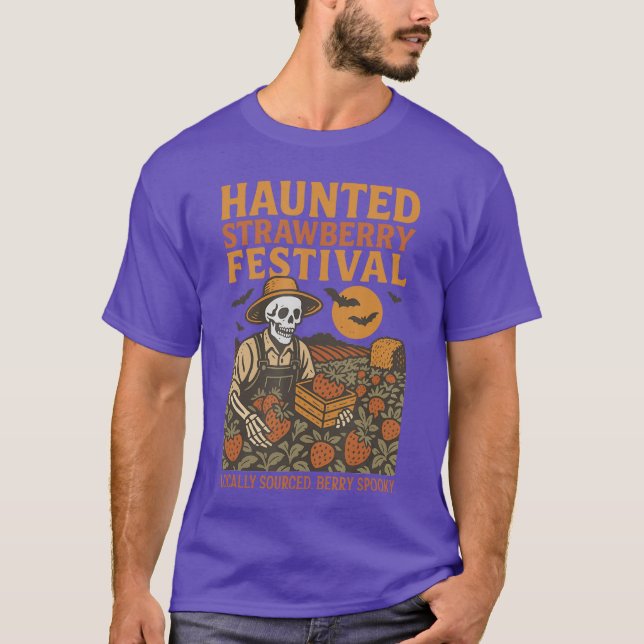 T-shirt Funny Haunted Strawberry Festival Summerween Skele (Devant)