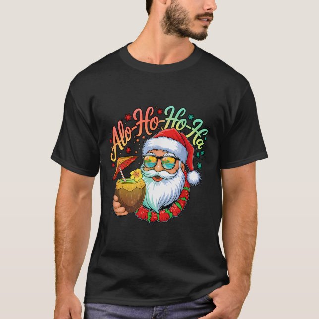 T-shirt Funny Hawaiian Alo-ho-ho-ha Père Noël Surfing Chri (Devant)