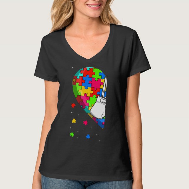 T-shirt Funny Heart Boxing Sensibilisation sur l'autisme S (Devant)