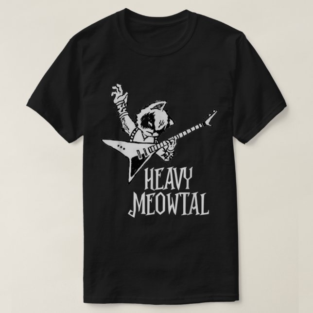 T-shirt Funny Heavy Metal Cat Design (Design devant)