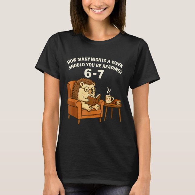 T-shirt Funny Hedgehog Reading Book 67 Six Seven Meme  (Devant)