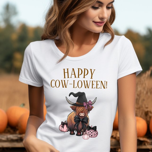 T-shirt Funny Highland Cow Halloween Shirt (Happy Cow-loween Funny Highland Cow Halloween Shirt)