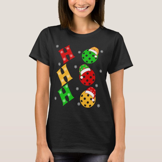 T-shirt Funny Ho Ho Ho Pickleball Noël (Devant)