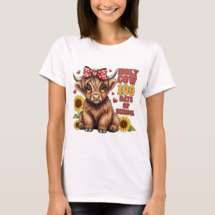 T-shirt Funny Holy Cow 100 jours d'école Western Boho Tea