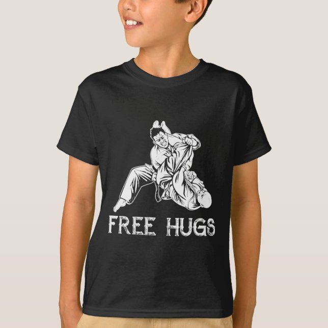 T-shirt Funny Hugs Brazilian Jiu Jitsu Mma Bjj  (Devant)