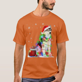 T-shirt Funny Husky Chien Tree lumières de Noël Jeu de Noë