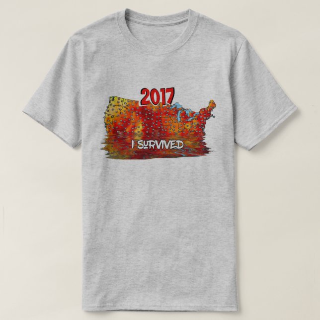 T-shirt Funny I Survied US Summer Heat Wave Map (Design devant)