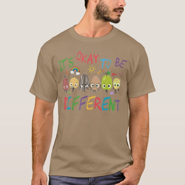 T-shirt Funny Its Ok to Be Different Appleeacher Autism Aw (Devant)