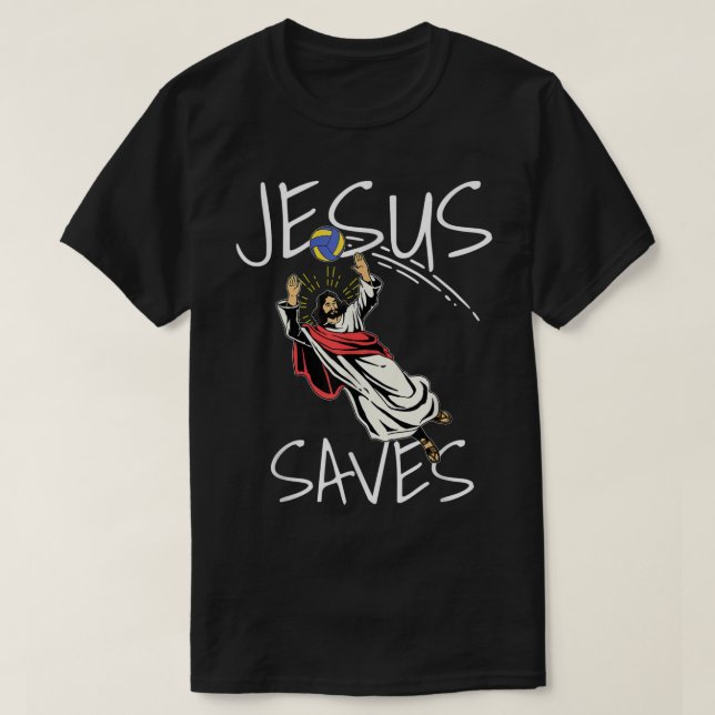 T-shirt Funny Jesus Saves Volleyball Cadeau Chemise Volley (Design devant)