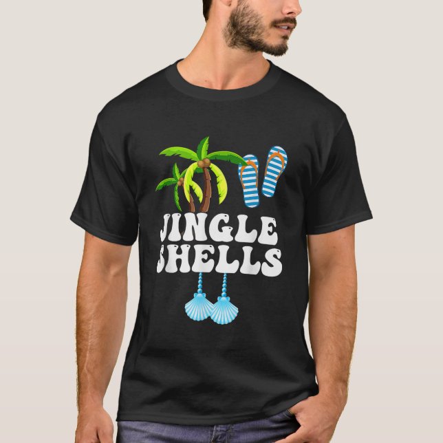 T-shirt Funny Jingle Shells Noël En Juillet Plage Vacati (Devant)