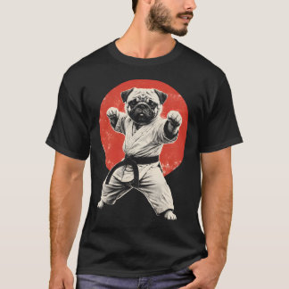 T-shirt Funny Karate Pug Black Belt Martial Arts Dog