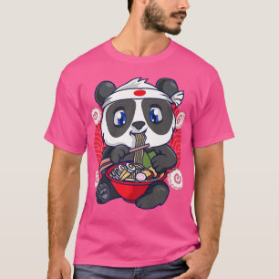 T-shirt Funny Kawaii Anime Cute Panda Japanese Ramen Noodl