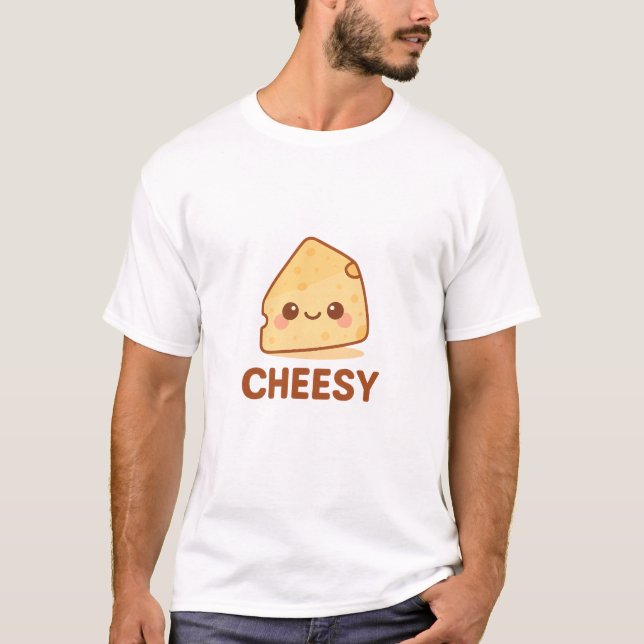T-shirt Funny Kawaii Cheese Slice – Cute “Cheesy” Cartoon  (Devant)