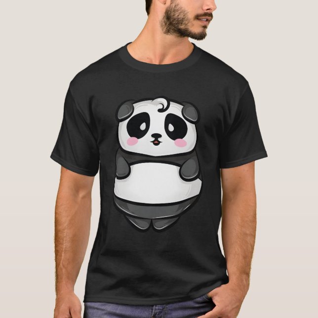 T-shirt Funny Kawaii Panda Cool noir blanc Mère chinoise (Devant)