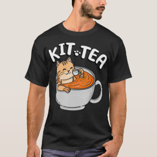 T-shirt Funny KIT TEA Kitty Cat Kitten Tea Drinker Pet Par