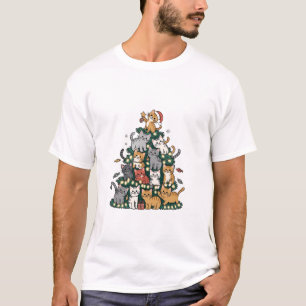 T-shirt Funny Kitten Christmas Tree Chat Animal de compagn