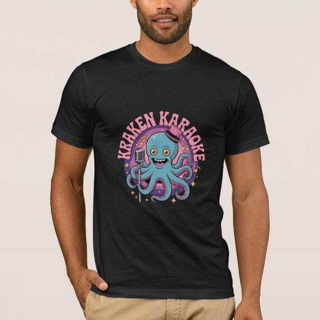T-shirt Funny Kraken Karaoke Octopus (Devant)