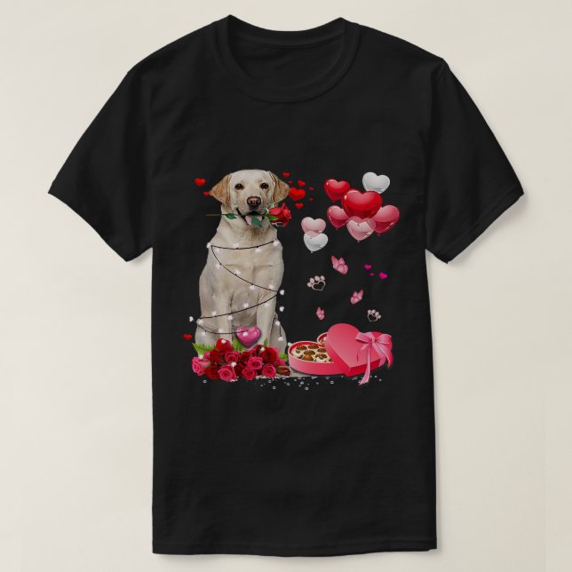 T-shirt Funny Labrador Rose Heart Joyeux Valentine Day Chi (Design devant)