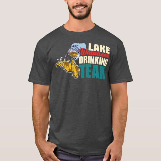T-shirt Funny Lake Wawasee Beer Boire Équipe Cadeau (Devant)