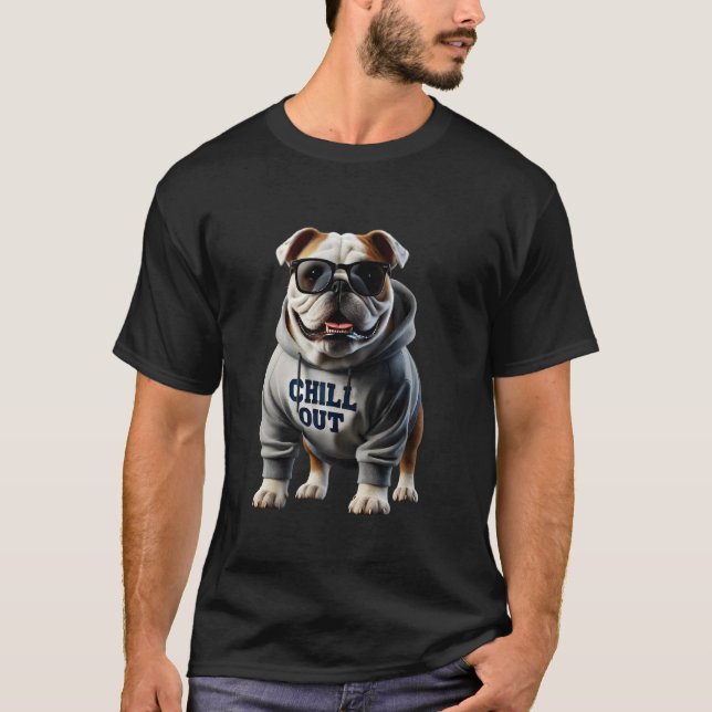 T-shirt Funny Lazy Anglais Chien Chien Chien Chillin Chien (Devant)