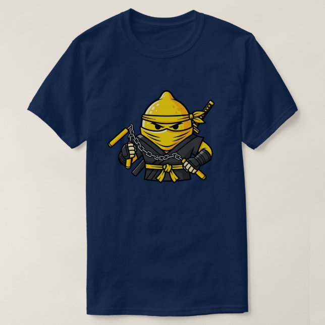 T-shirt Funny Lemon Shinobi Ninja Nunchucks Illustration (Design devant)