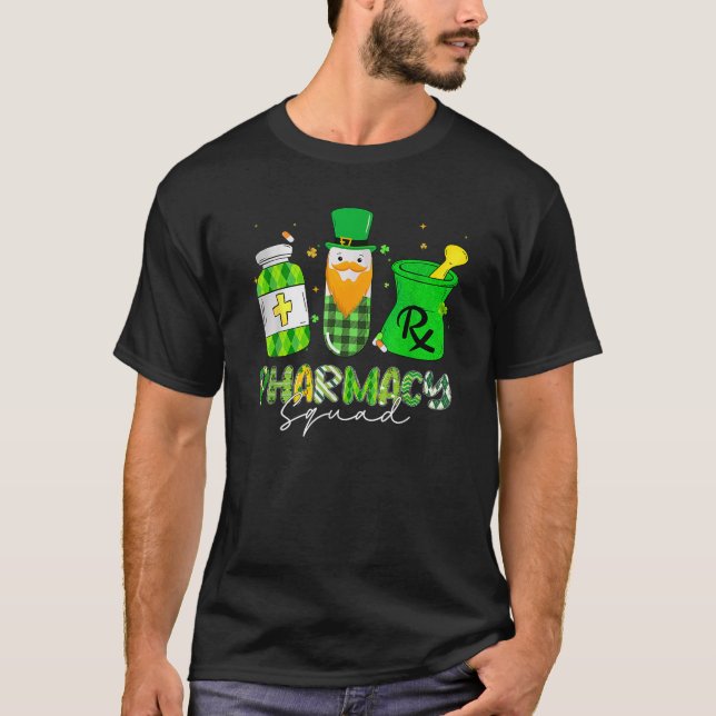 T-shirt Funny Leprechaun Pharmacien Squad Pharmaciste St P (Devant)