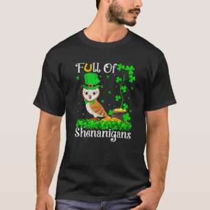T-shirt Funny Leprechaun Shamrock Leaf Barn Owl St. Patron