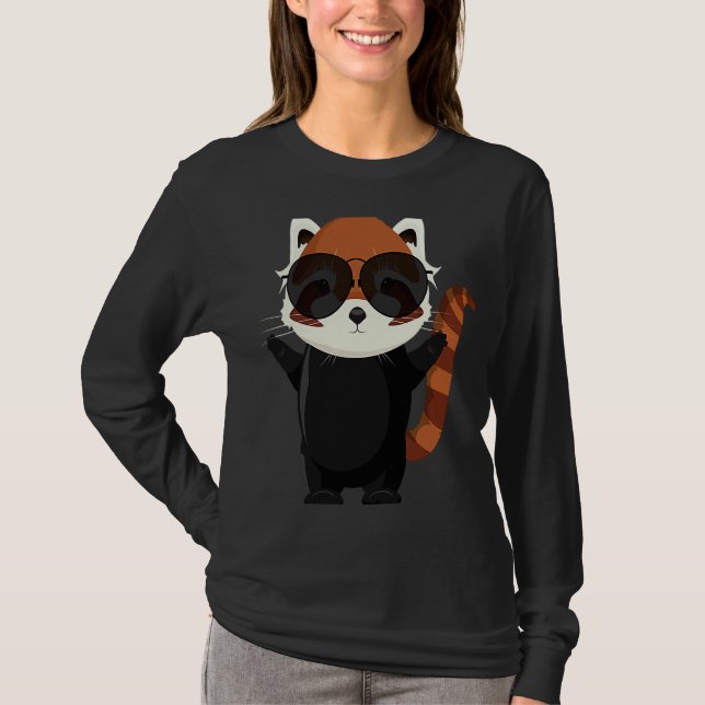 T-shirt Funny little red panda bear with sunglasses (Devant)