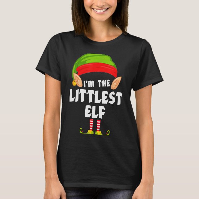 T-shirt Funny Littlest Elf Matching Family Group Pj Christ (Devant)