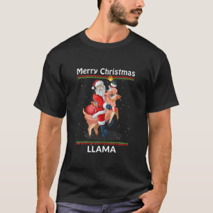 T-shirt Funny Llama Unicorn Santa Claus équitation Llama C