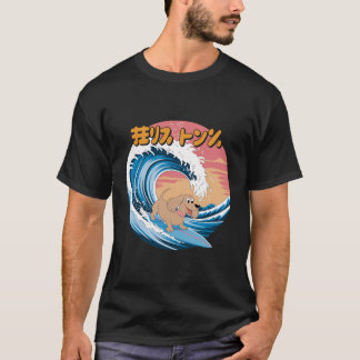 T-shirt Funny Long Haired Dachshund Japonais Kanagawa Vave