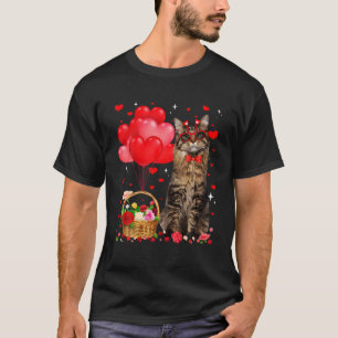 T-shirt Funny Maine Coon Coeur de chat Valentine Amoureux