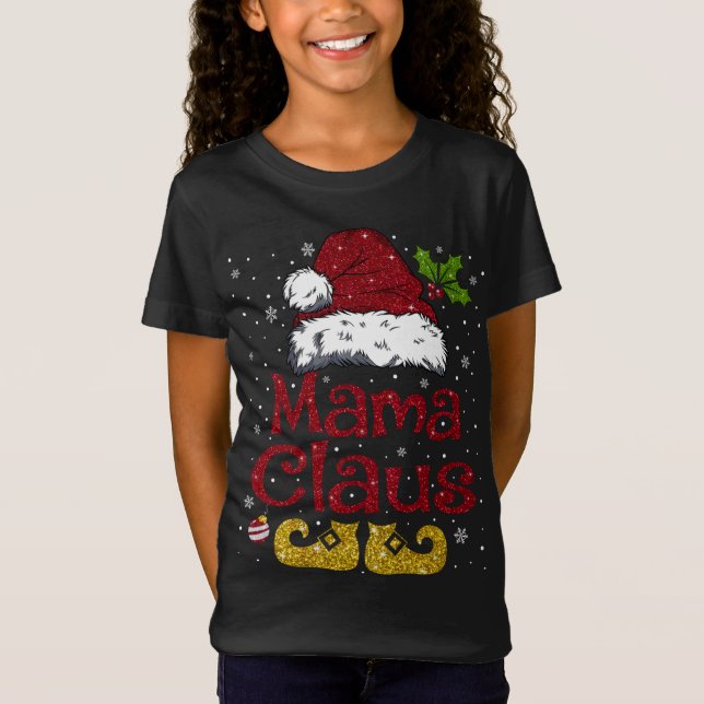 T-Shirt Funny Mama Claus Matching Famille Noël Père Noël H (Devant)