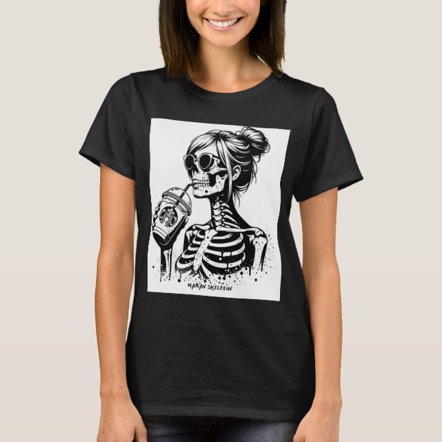T - SHIRT FUNNY MAMAN SKELETON (Vorderseite)