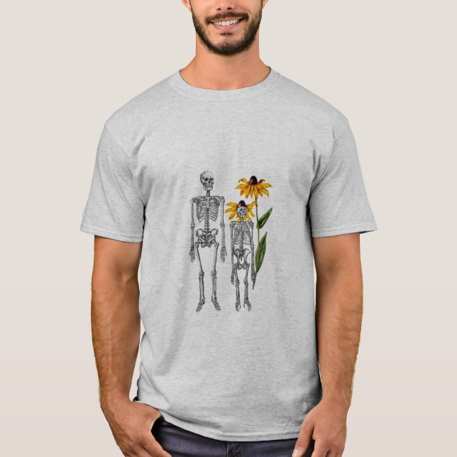 T-shirt Funny Man Chimpanzee Skeleton Black Eyed Susan (Devant)