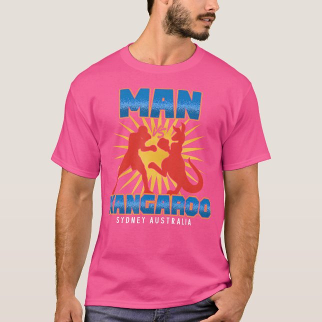 T-shirt Funny Man Vs Kangaroo Sydney Australie Boxe (Devant)