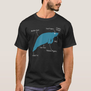 T-shirt Funny Manatee Dugong Et L'Anatomie De La Vache De