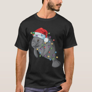 T-shirt Funny Manatee In Santa Hat Manatee Christmas Pajam