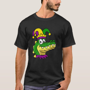 T-shirt Funny Mardi Gras Alligator Head Jester Louisiana C