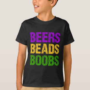 T-shirt Funny Mardi Gras Beers Beads Breast Tea Fun Nouvea