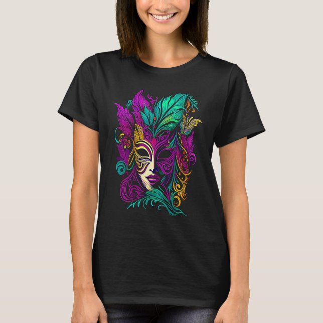 T-shirt Funny Mardi Gras Carnival parade with beads party  (Devant)