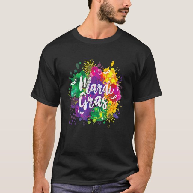 T-shirt Funny Mardi Gras Festival Jester Casquette perles  (Devant)