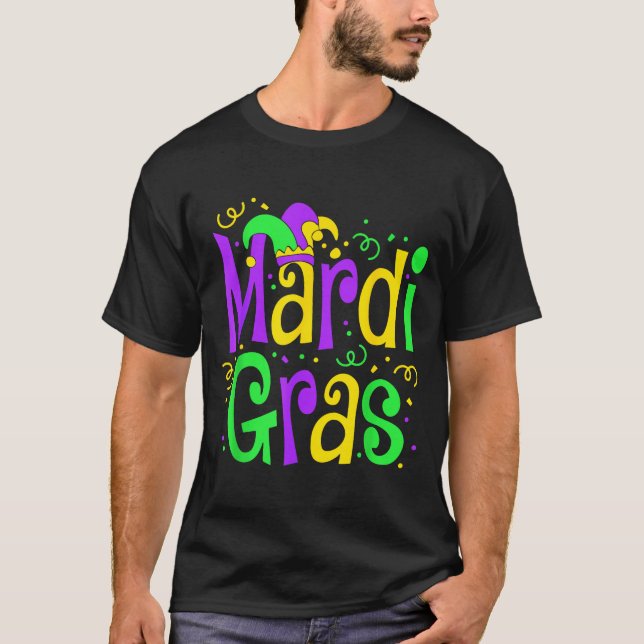 T-shirt Funny Mardi Gras Parade Outfit Jester Hat Men Wome (Devant)