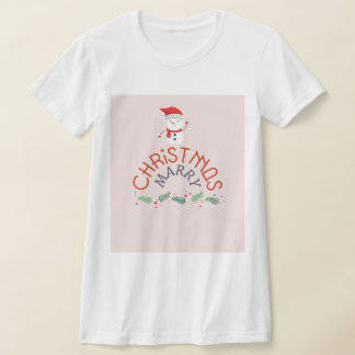 T-shirt Funny Marry homme neige de Noël rose