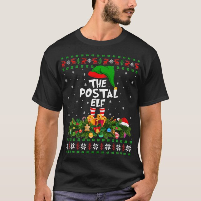 T-shirt Funny Matching Family Ugly The Postal Elf Christma (Devant)