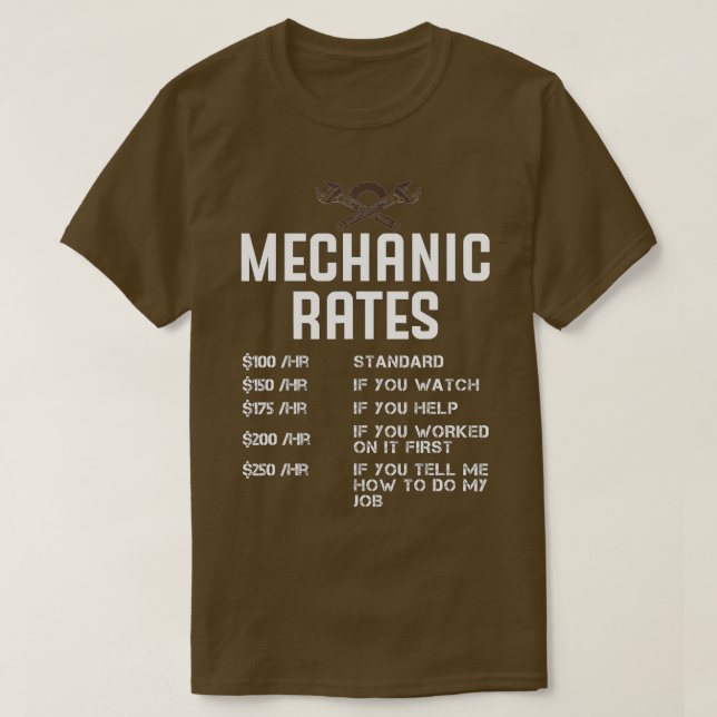 T-shirt Funny Mécanique Horaire Taux Horaire Réparation Au (Design devant)