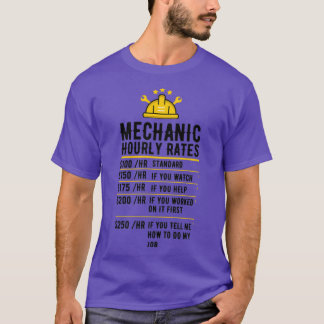 T-shirt Funny Mécanique Taux horaire Cadeau Chemise Cadeau