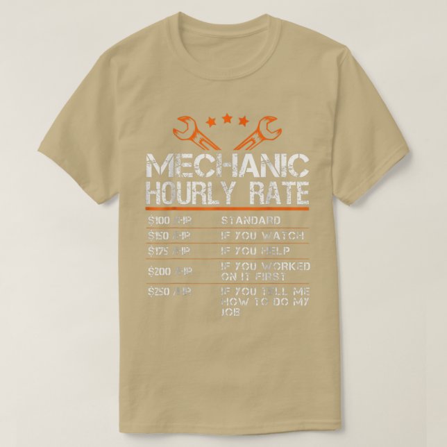 T-shirt Funny Mécanique Taux horaire CadeauTaux de travail (Design devant)