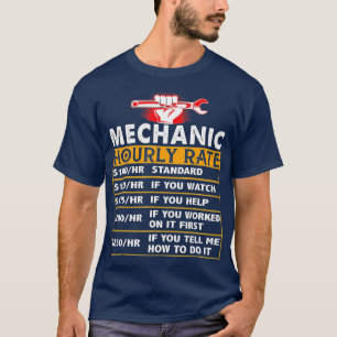 T-shirt Funny Mécanique Taux Horaire Taux De Travail Cadea