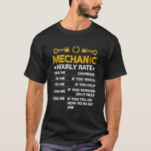 T-shirt Funny Mécanique Taux Horaire Taux De Travail Mens